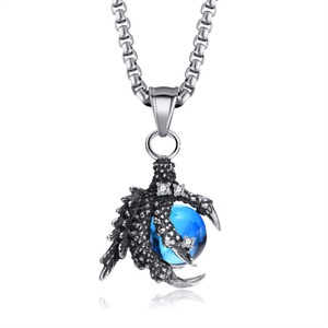 Collier personnalisé avec pendentif en forme de griffe de dragon, perles en verre, bijoux animaux - Product Image 2