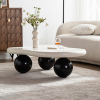Table basse moderne créative en forme de nuage blanc avec panneau en bois irrégulier pour salon, meubles de maison