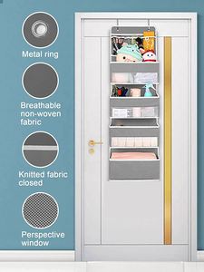 Multi-Layer <b>Foldable</b> Fabric Hanging Door Organizer Metal Hooks Wall Mount Storage for Kitchen Closet Accessories Jewelry - Product Image 6