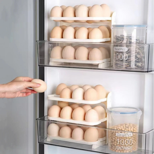 1pcs multi-layer folding <b>egg</b> carton refrigerator side door <b>storage</b> rack Kitchen <b>egg</b> tray foldable design home refrigerator - Product Image 6