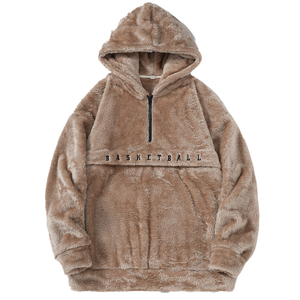 Chaqueta de forro polar unisex con capucha y cremallera corta, bordada a medida, estilo deportivo, holgada, con bolsillos, ecológica y de peso pesado. - Product Image 1