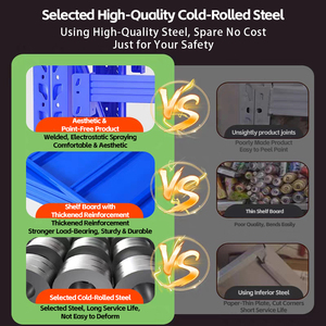 Étagère de rangement de garage 500 kg, rayonnages de stockage d'entrepôt empilables, certifiés CE, en acier léger, étagères métalliques réglables sans boulons - Product Image 4