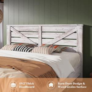 Base de Cama de Madera Maciza de Roble Estilo Rústico Francés con Cabecero Tapizado en Lino, Cama Plataforma Tamaño Queen/King para Dormitorio - Product Image 6