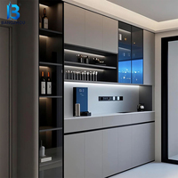 Meuble Bar Personnalisable avec Réfrigérateur Intégré, Panneau en Bois Sur Mesure pour Salon, Hôtels et Villas