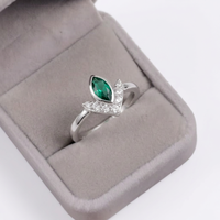 Bague QX en argent sterling 925, sertie de zircone cubique, motif feuille, couleur de placage personnalisée, fabricant de bijoux en gros