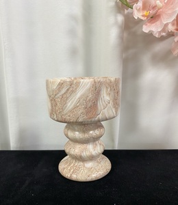 Portacandele in Marmo Stile Vintage BOTON STONE, Pietra Naturale Travertino per Decorazione Casa - Product Image 1
