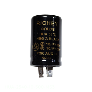 Manufacturer Channel <b>Clamp</b> Mount 10uF+10uF 500V HUA Lugged Ecap HUA-2540-10-500-MS3 Capacitor - Product Image 1
