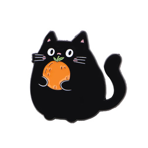 Ensemble de broches en émail personnalisées en usine, motif chat Kawaii, chat noir à pois mignon tenant un chaton <span class=keywords><strong>orange</strong></span> à blocs de couleur, broche en métal pour cadeau - Product Image 2