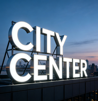Letrero Luminoso LED Personalizado con Letras Gigantes en Bloque para Identidad de Marca, Fachada Superior de Edificio Corporativo, Publicidad Exterior