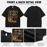 Kaos Rajut Pria Musim Semi Musim Panas Trendi Motif Batik Baru Efek Usang Lengan Pendek 100% Katun Cetak Karakter Anime