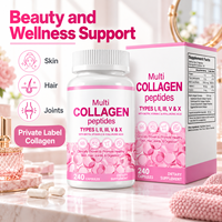 Capsules de collagène multi-peptides à marque privée avec biotine, vitamine C et acide hyaluronique pour la peau, les cheveux et le soutien des articulations