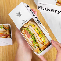 Boîtes à emporter en carton anti-graisse imprimées avec logo personnalisé pour hamburgers et sandwichs coréens aux œufs
