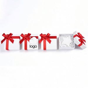 Factory Direct Customizable Free Design White Gray Board <b>Gift</b> <b>Box</b> With Ribbon Elegant Ideal for Jewelry Packaging - Product Image 1