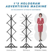 Ventilador de holograma 3D de publicidad de alta tecnología, 4 aspas, ventilador holográfico de 65cm, proyector de holograma 3D, ventilador de holograma 3D estéreo de ojo desnudo