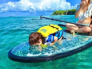 Tabla de remo integral de PC transparente de alta dureza con cuerda de pie de remo estable y aletas para surf de olas - Product Image 6