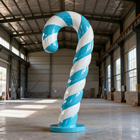 Décoration de Noël géante d'extérieur de 1,5 m en forme de canne à sucre, statue en fibre de verre de qualité commerciale pour affichage en centre commercial, thème Candyland