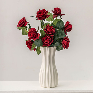 <span class=keywords><strong>Vaso</strong></span> per Composizioni Floreali in Stile Europeo, Portafiori in Ceramica Bianca Semplice e Accessorio Decorativo per Fiori Freschi Idroponici - Product Image 6