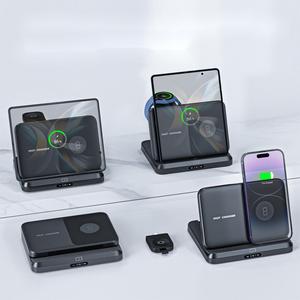 2024 caricabatterie Wireless pieghevole tre in uno tutti i modelli Sam-sung <span class=keywords><strong>Galaxy</strong></span> Z Fold/Flip compatibili con Smart PC orologi telefoni cellulari - Product Image 1
