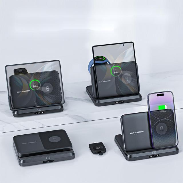 2024 Three-in-One Foldable Wireless Charger All Sam-sung Galaxy Z Fold/Flip Models Smart PC Compatible Watches Mobile Phones