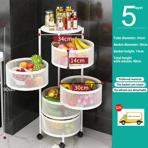 Çok katmanlı paslanmaz çelik depolama sepeti sebze ve meyve mutfak depolama için 360 derece dönen evrensel tekerlek - Product Image 4
