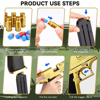 Pistolet de Tir en Plastique Doré Type Desert Eagle, Juguete à Tir Continu de Projectiles Souples