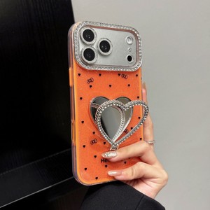 Nueva Funda para Teléfono con Espejo en Forma de Corazón con Diamantes y Purpurina IMD para iPhone 17Air 16plus 15 14 Pro Max 13, Resistente a Impactos - Product Image 1