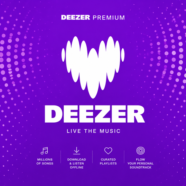 Deezer Premium, 1 Month, Music Streaming, Deezer Account, Hifi, No Ads