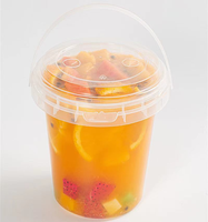 Seau à boisson en plastique transparent 1L avec couvercle 1000ml PP tasse à jus pour bouteilles de boisson au lait thé fruits
