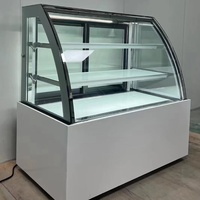 Kabinet peraga kaca berpendingin udara 2 lapisan sudut kanan kabinet peraga LED desigging Supermarket pendingin Freezer/pendingin tampilan kue kulkas
