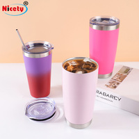 Tumbler Terisolasi Stainless Steel 20oz Anti Bocor, Mug Kopi Reusable, Cangkir Mobil untuk Minuman Panas, Botol Air