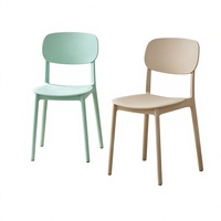 Fauteuil pouf commercial en plastique épaissi à dossier moyen, dossier en PP, design moderne et minimaliste, multicolore, pour la maison et la restauration