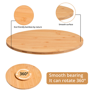 Plateau tournant de 13 pouces en bambou support de gâteau en bois rotatif de table ronde support de piédestal à cupcake ferme pour les fêtes de mariage - Product Image 3