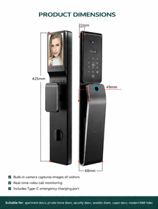 High-end Waterproof 6068 6590 <b>Lock</b> Body <b>Smart</b> <b>Lock</b> 3D Face Recognition Fingerprint Tuya Wifi Wooden Door Outdoor <b>Smart</b> <b>Lock</b> - Product Image 6