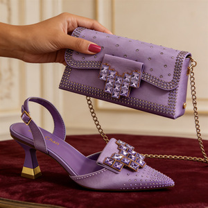 Set di Scarpe e Borsa Abbinato di Lusso con Strass Arcobaleno, Tacchi Alti a Punta con Fiocco, per Feste e Matrimoni, Scarpe da Donna con Tacco a Spillo 2026 - Product Image 6