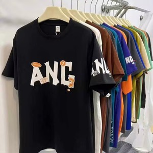 Vente en gros de t-shirts décontractés pour hommes en coton/fibre de bambou, coupe classique, manches courtes, imprimés avec logo personnalisé, écologiques, respirants, style streetwear - Product Image 1