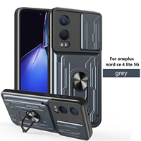Coque de téléphone OnePlus Nord CE4 Lite 5G antichoc en TPU+PC étanche, esthétique technologique, avec support rotatif à 360 degrés, protection d'objectif et porte-cartes
