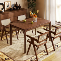 Ensemble de table de salle à manger moderne en bois avec 4/6 chaises-Tables rectangulaires de luxe en noyer, ensembles de meubles de cuisine design classiques