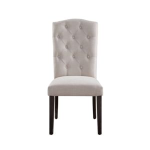 DB Gerardo Beige Lin Weathered Espresso Dining Chair Farmhouse Set 2 Extensible pour Salons Home Office pour Restaurants - Product Image 4
