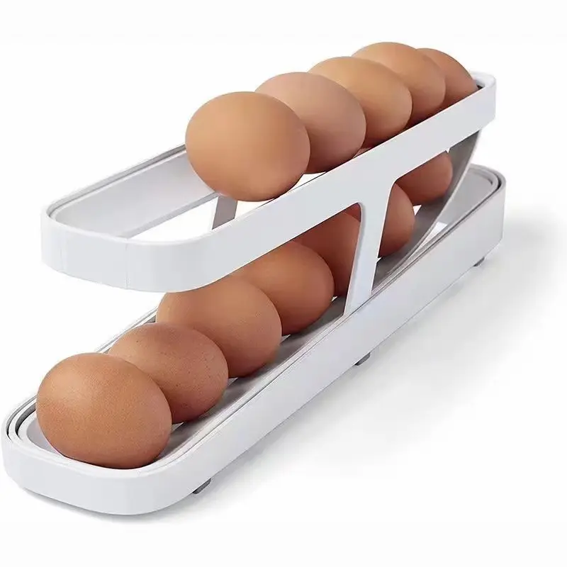 Contenedor de almacenamiento de huevos manual rodante automático superventas de Amazon máquina dispensadora de huevos para refrigerador rodante automático