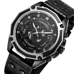 Montres chinoises FORSINING 3 ATM Montre résistante à l'eau automatique squelette décontractée pour homme - Product Image 1