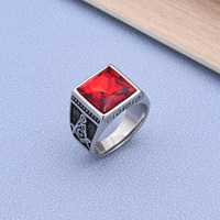 Bague personnalisée en acier inoxydable avec pierre naturelle et motif maçonnique AG, design vintage, pour homme, style hip-hop