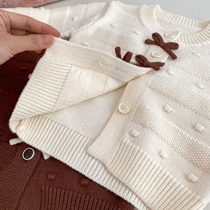 Conjunto de Dos Piezas para Niñas, Otoño-<span class=keywords><strong>Invierno</strong></span> 2025: Cárdigan de Punto con Lazo, Suéter Versátil y Pantalones Acampanados de Felpa - Product Image 4