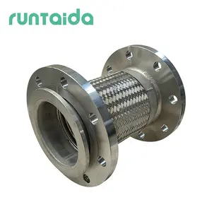 SS304 Flange Corrugated Air Condition Connection Stainless Steel Flanged Braided Mesh Metal Flexible Joint Hose
