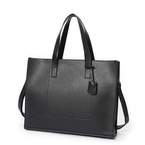 Wholesale Custom PU Leather New Design Hot Selling Black Fashion Shoulder Bag Laptop <strong>Handbag</strong> <strong>for</strong> <strong>Men</strong> and Women - Product Image 1