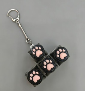 Porte-clés lumineux en silicone en forme de patte de chat, jouet de décompression pour clavier mécanique, 4 touches, couleur bonbon, avec fonction de clic - Product Image 4