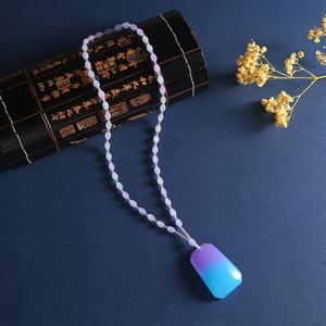 Collar YL de imitación de ámbar con degradado morado <span class=keywords><strong>y</strong></span> gota de agua, colgante de hebilla de la <span class=keywords><strong>paz</strong></span>, estilo étnico, suéter largo, cuentas de plástico, transmisión en vivo - Product Image 2