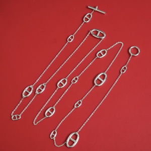 Collar Largo <span class=keywords><strong>Farandole</strong></span>, Collar Largo de Plata 925 para Mujer, 120 cm, Cadena de Eslabones de Ancla Marina Hecha a Mano, Joyería de Plata de Ley, Regalo - Product Image 1