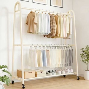 Clothes Rack Double Rod With Shelf For Bedroom Dorm Balcony Storage And Drying - Product Image 2