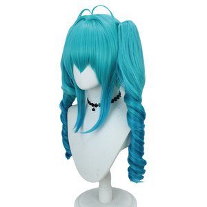 Perruque de cosplay Miku Little Devil, double queue d'oignon, bleu dégradé, bouclée, résistante à la chaleur, en fibre synthétique pour costume d'anime et jeu de rôle - Product Image 2