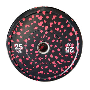 แผ่นน้ำหนักยางเคลือบกันกระแทกสำหรับยกน้ำหนัก ขนาด 20 กก. 10 กก. ปอนด์ แบบมีลายจุด รุ่นมาตรฐาน สำหรับบาร์เบล 45 ฟิตเนส - Product Image 3